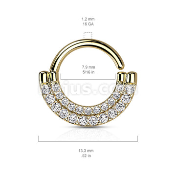 Brass Double Lined CZ Paved Front Bendable Hoops for Daith, Cartilage,... - Image 6