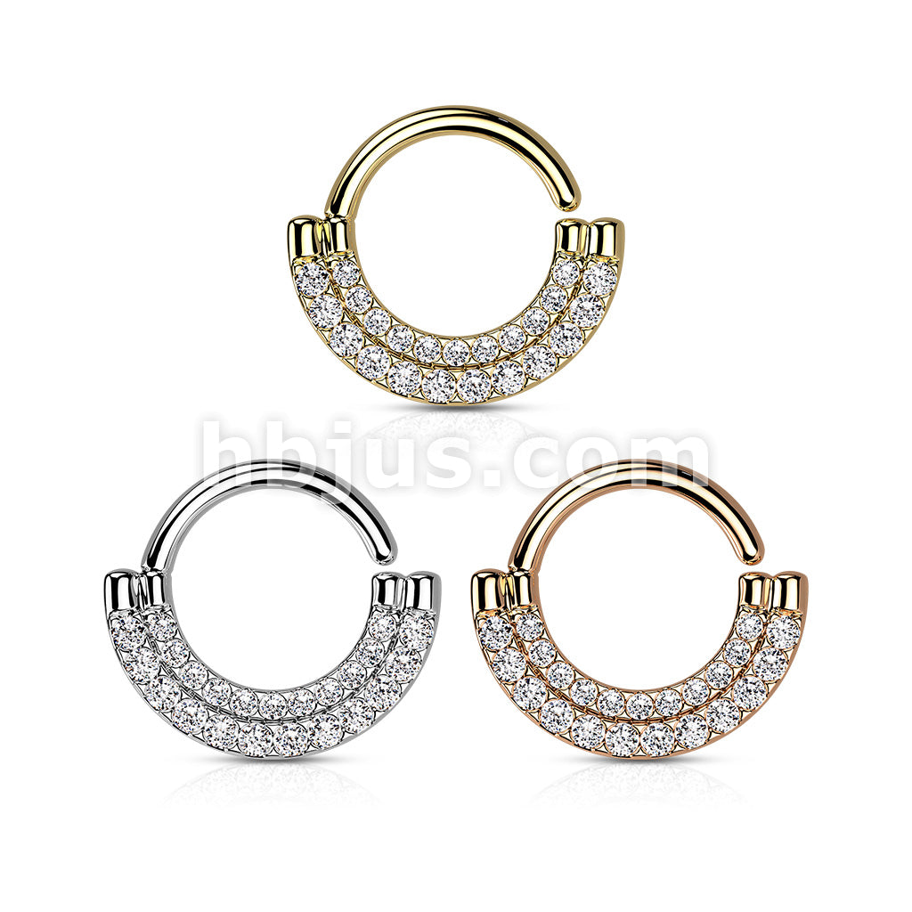 Brass Double Lined CZ Paved Front Bendable Hoops for Daith, Cartilage,... - Image 7