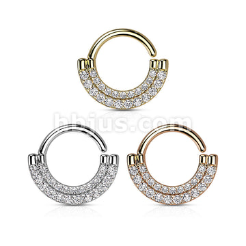 Brass Double Lined CZ Paved Front Bendable Hoops for Daith, Cartilage,... - Image 7