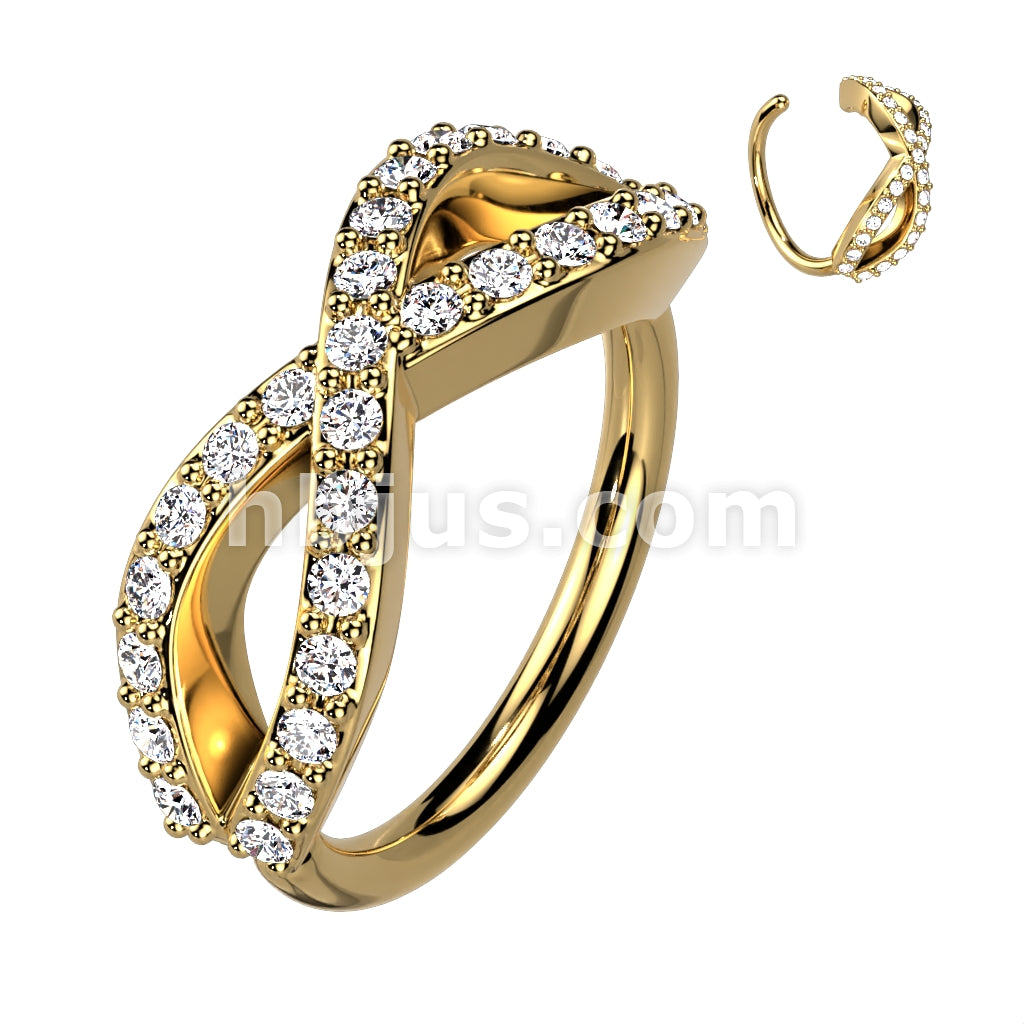 Brass CZ Pave Infinite Bendable Hoop for Septum, Daith, Ear Cartilage,... - Image 2