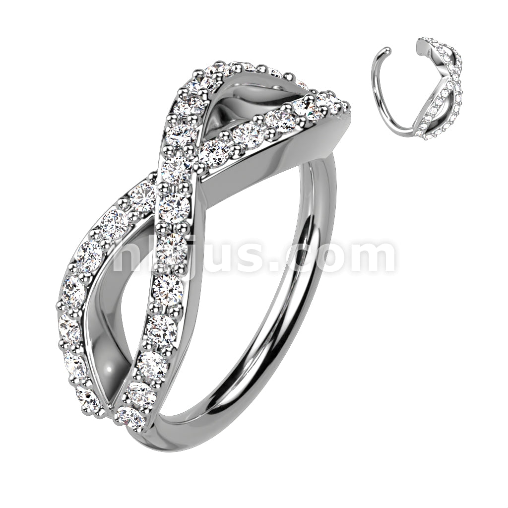 Brass CZ Pave Infinite Bendable Hoop for Septum, Daith, Ear Cartilage,... - Image 3
