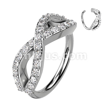 Brass CZ Pave Infinite Bendable Hoop for Septum, Daith, Ear Cartilage,... - Image 3