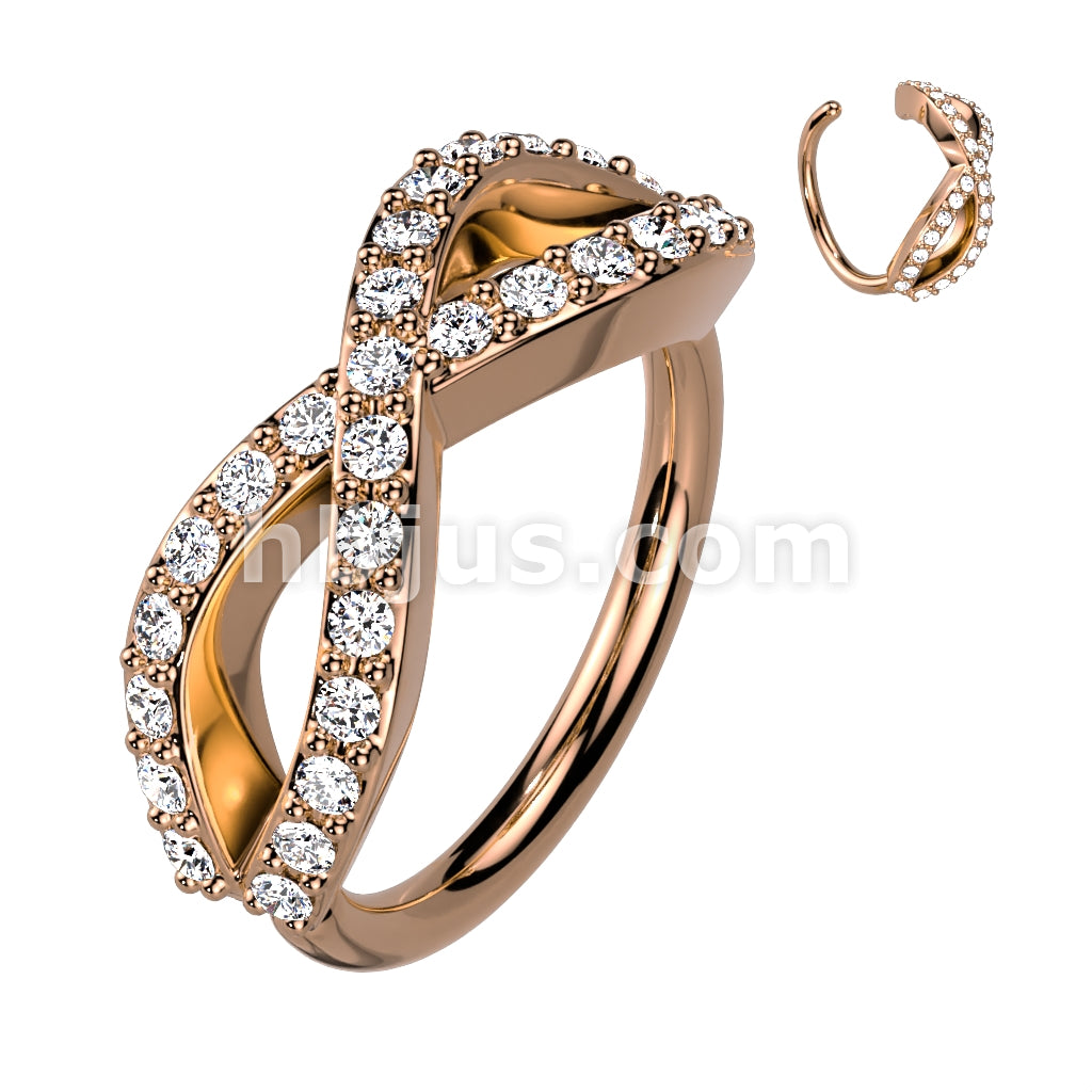 Brass CZ Pave Infinite Bendable Hoop for Septum, Daith, Ear Cartilage,... - Image 4