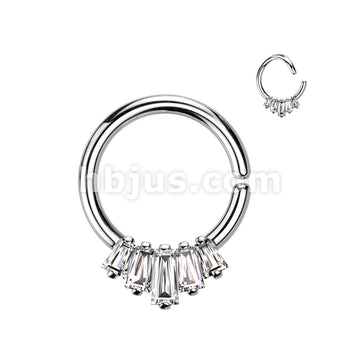 Brass 5 Baguette CZ Fan Front Bendable Hoop for Daith, Cartilage,... - Image 3