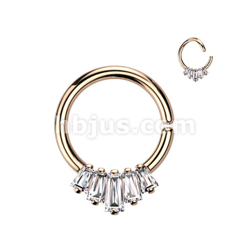Brass 5 Baguette CZ Fan Front Bendable Hoop for Daith, Cartilage,... - Image 4