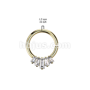 Brass 5 Baguette CZ Fan Front Bendable Hoop for Daith, Cartilage,... - Image 5