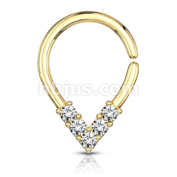 Brass 5 CZ Lined Pear Shaped Bendable Cut Ring for Cartilage, Tragus,... - Image 3