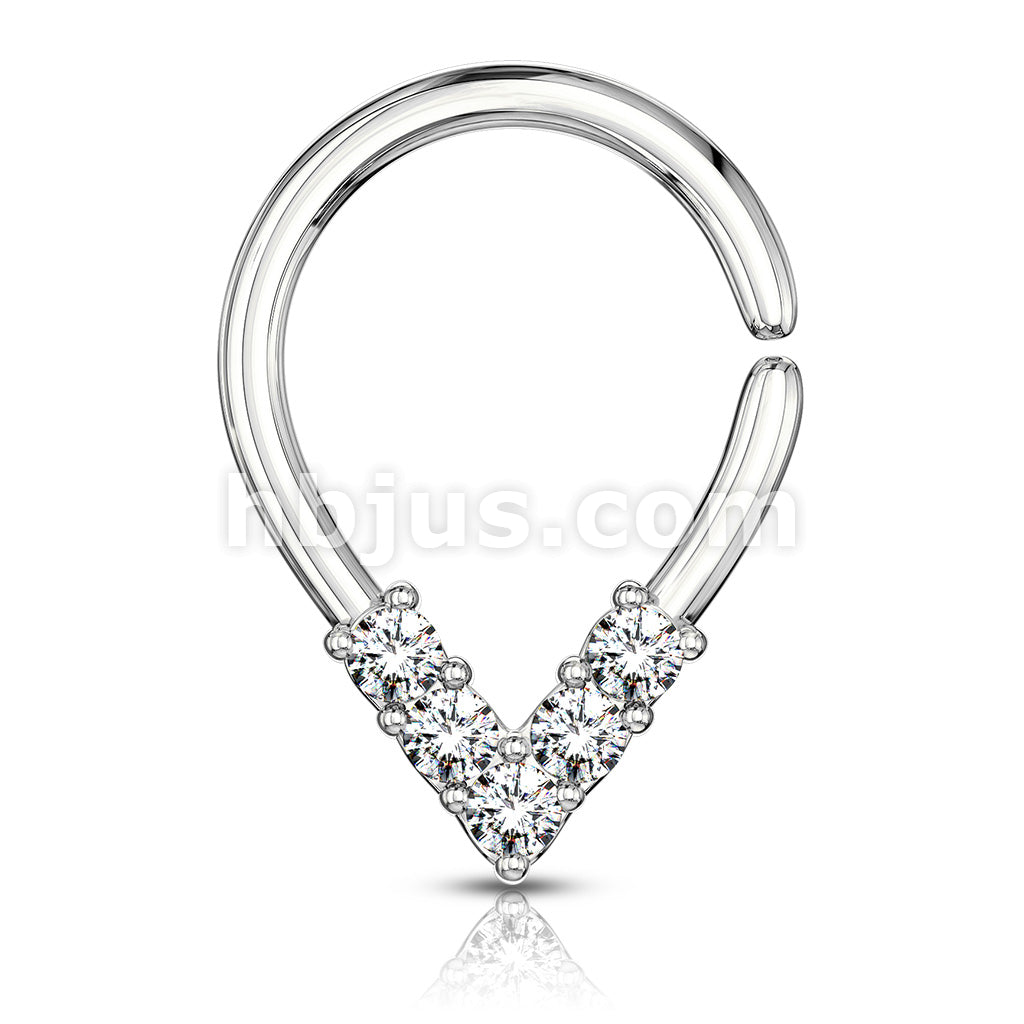 Brass 5 CZ Lined Pear Shaped Bendable Cut Ring for Cartilage, Tragus,... - Image 4
