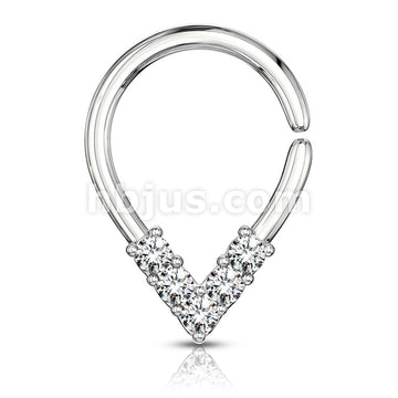 Brass 5 CZ Lined Pear Shaped Bendable Cut Ring for Cartilage, Tragus,... - Image 4
