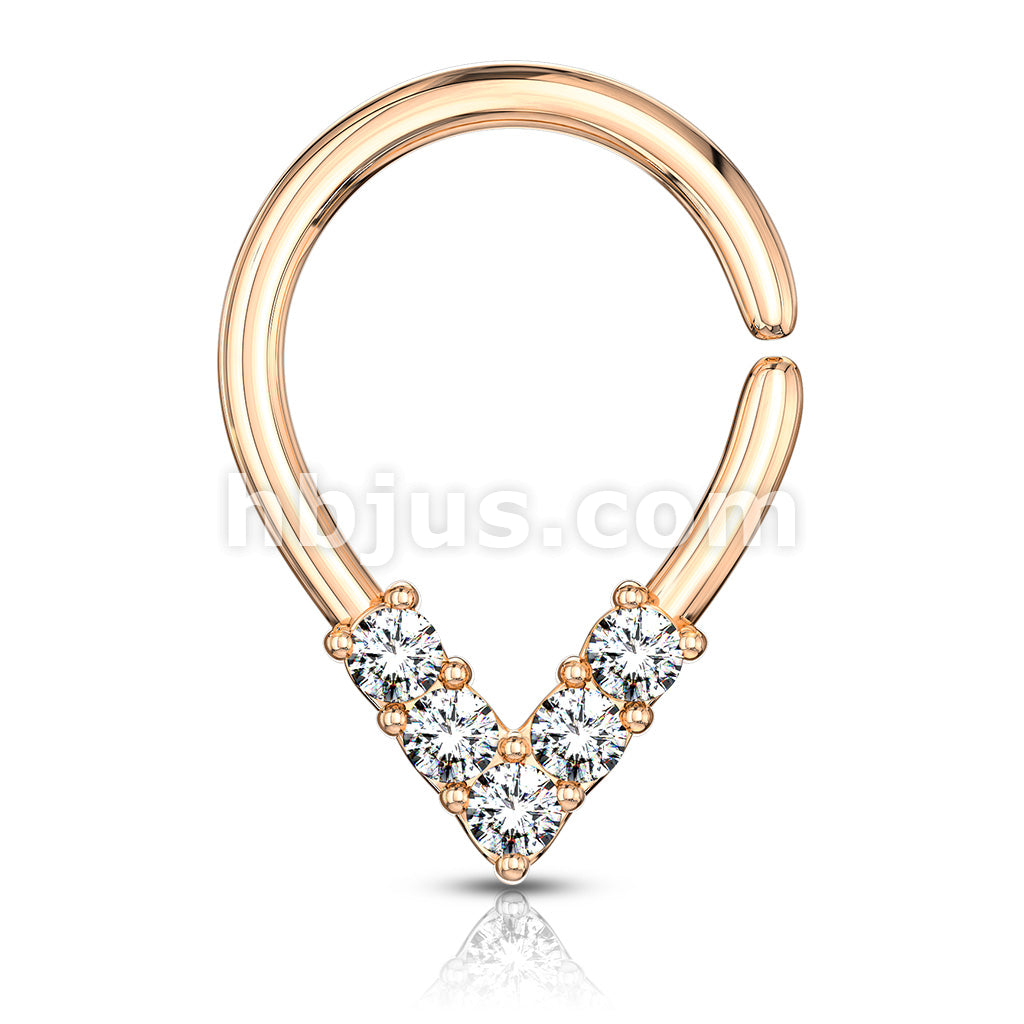 Brass 5 CZ Lined Pear Shaped Bendable Cut Ring for Cartilage, Tragus,... - Image 5
