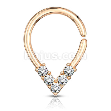 Brass 5 CZ Lined Pear Shaped Bendable Cut Ring for Cartilage, Tragus,... - Image 5
