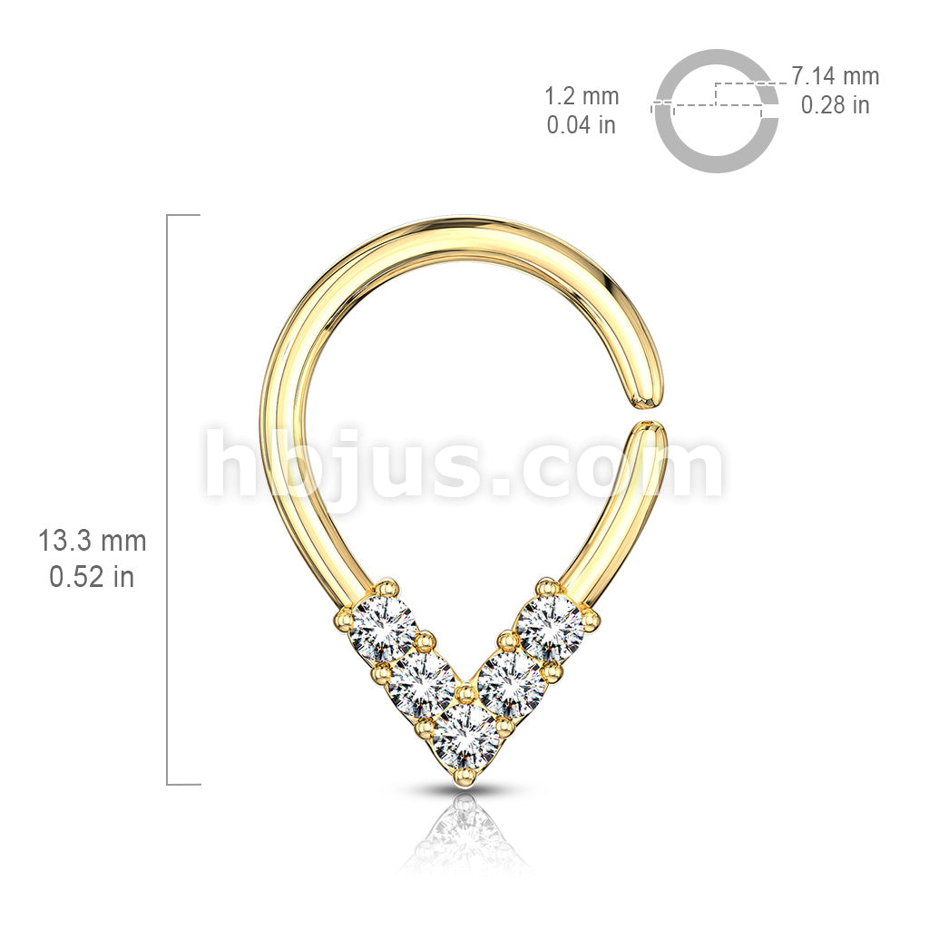 Brass 5 CZ Lined Pear Shaped Bendable Cut Ring for Cartilage, Tragus,... - Image 6