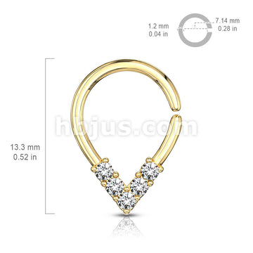 Brass 5 CZ Lined Pear Shaped Bendable Cut Ring for Cartilage, Tragus,... - Image 6