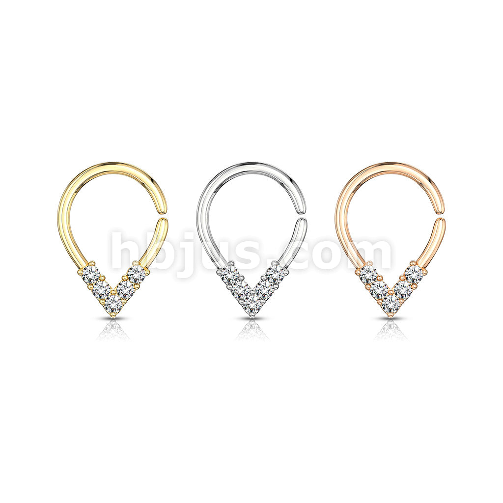 Brass 5 CZ Lined Pear Shaped Bendable Cut Ring for Cartilage, Tragus,... - Image 7