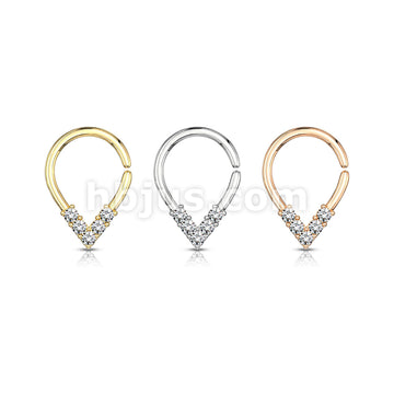 Brass 5 CZ Lined Pear Shaped Bendable Cut Ring for Cartilage, Tragus,... - Image 7