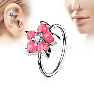 316L Surgical Steel Opal GlitterSet Flower Petals CZ Center 316L... - Image 4