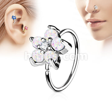 316L Surgical Steel Opal GlitterSet Flower Petals CZ Center 316L... - Image 6