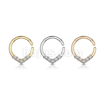 Brass 5 CZ Set V Shaped on Round Bendable Cut Ring for Cartilage,... - Image 7