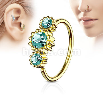 316L Surgical Steel 3 Round CZ Set Gold IP Plated 316L Surgical Steel... - Image 4