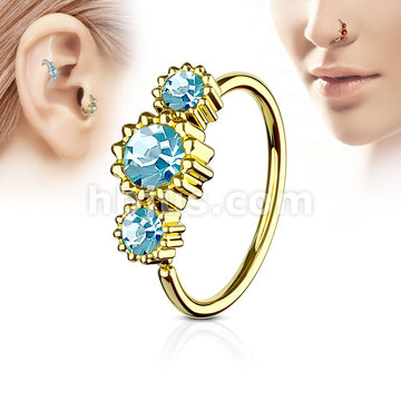 316L Surgical Steel 3 Round CZ Set Gold IP Plated 316L Surgical Steel... - Image 6