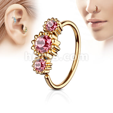 316L Surgical Steel 3 Round CZ Set Rose Gold IP Plated 316L Surgical... - Image 4