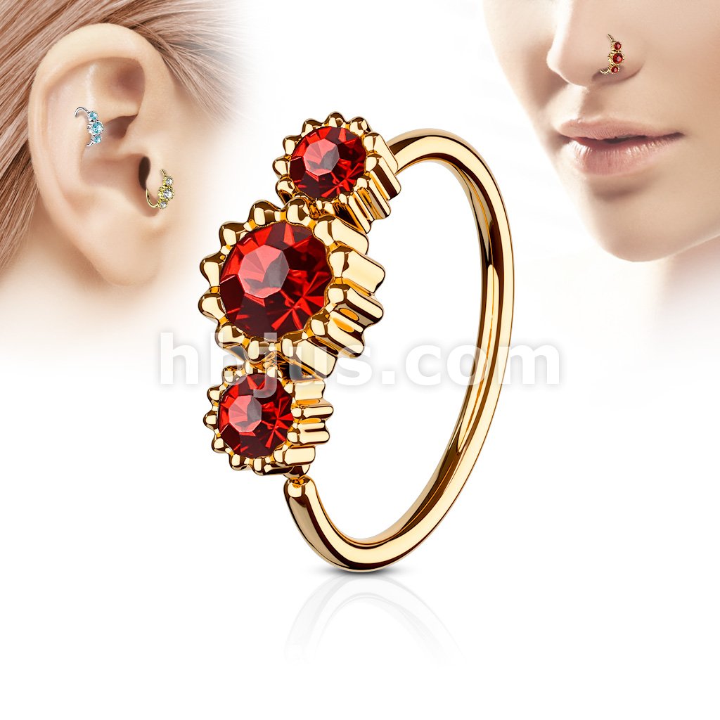 316L Surgical Steel 3 Round CZ Set Rose Gold IP Plated 316L Surgical... - Image 5