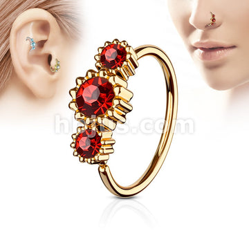 316L Surgical Steel 3 Round CZ Set Rose Gold IP Plated 316L Surgical... - Image 5