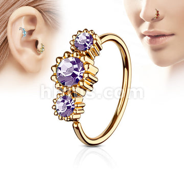 316L Surgical Steel 3 Round CZ Set Rose Gold IP Plated 316L Surgical... - Image 6