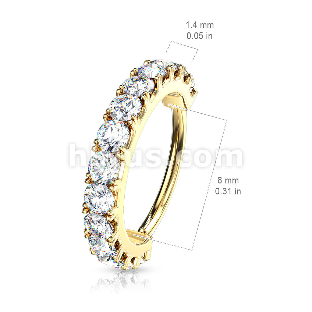 All Brass Side CZ Lined Bendable Hoops for Nose, Cartilage, Daith, and More - Image 11