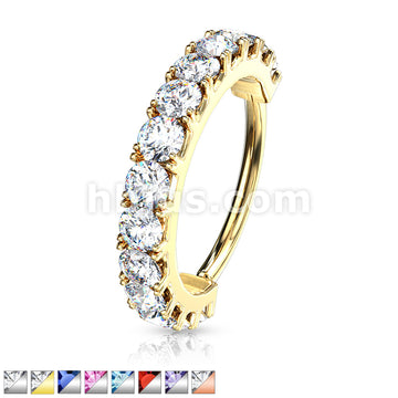 All Brass Side CZ Lined Bendable Hoops for Nose, Cartilage, Daith, and More - Image 2