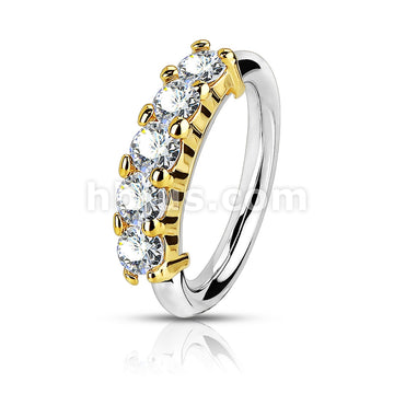 316L Surgical Steel 316L Surgical Steel Bendable Hoop Ring With 5 Lined CZ - Image 3