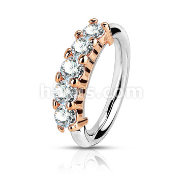 316L Surgical Steel 316L Surgical Steel Bendable Hoop Ring With 5 Lined CZ - Image 4