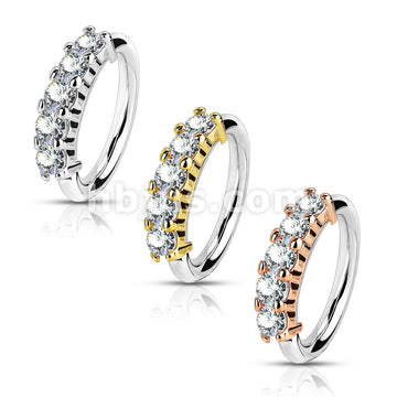 316L Surgical Steel 316L Surgical Steel Bendable Hoop Ring With 5 Lined CZ - Image 6