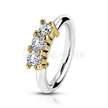 316L Surgical Steel 316L Surgical Steel Bendable Hoop Ring With 3 Lined CZ - Image 3