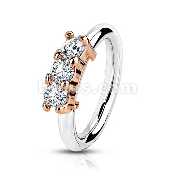 316L Surgical Steel 316L Surgical Steel Bendable Hoop Ring With 3 Lined CZ - Image 4