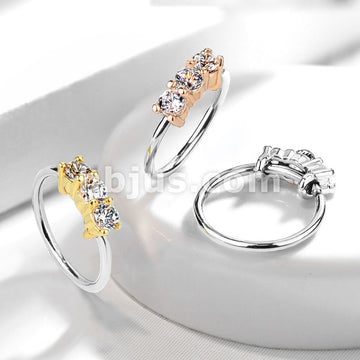 316L Surgical Steel 316L Surgical Steel Bendable Hoop Ring With 3 Lined CZ - Image 7