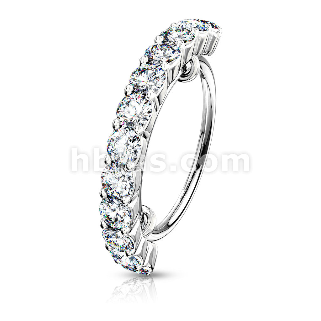 316L Surgical Steel Half Circle Lined CZ 316L Surgical Steel Bendable... - Image 3
