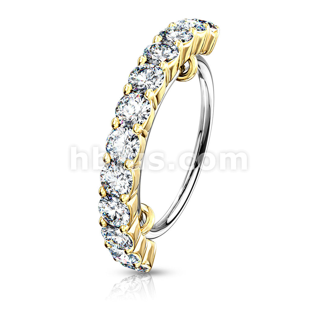 316L Surgical Steel Half Circle Lined CZ 316L Surgical Steel Bendable... - Image 4