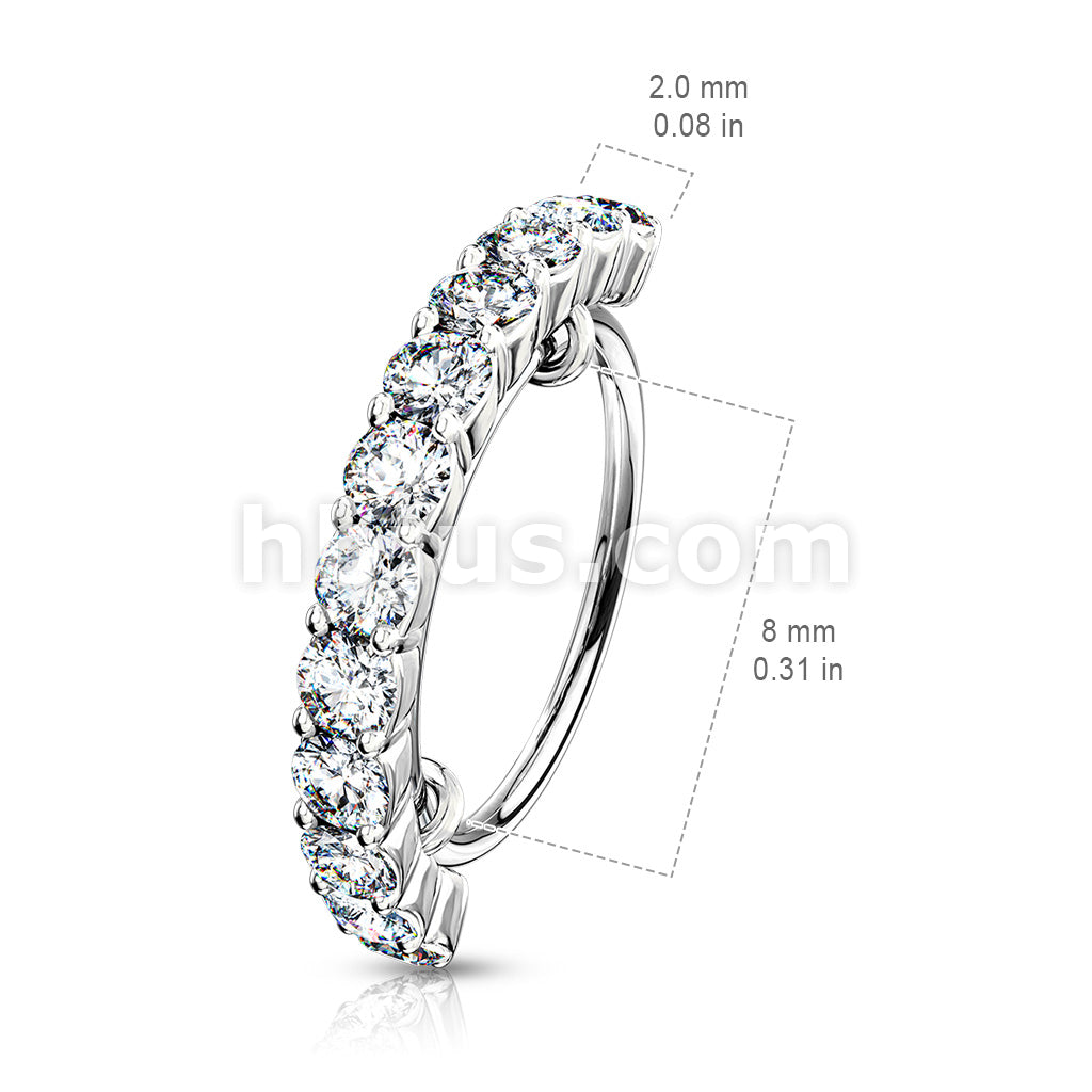 316L Surgical Steel Half Circle Lined CZ 316L Surgical Steel Bendable... - Image 6
