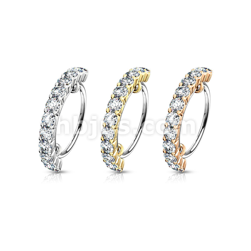 316L Surgical Steel Half Circle Lined CZ 316L Surgical Steel Bendable... - Image 7