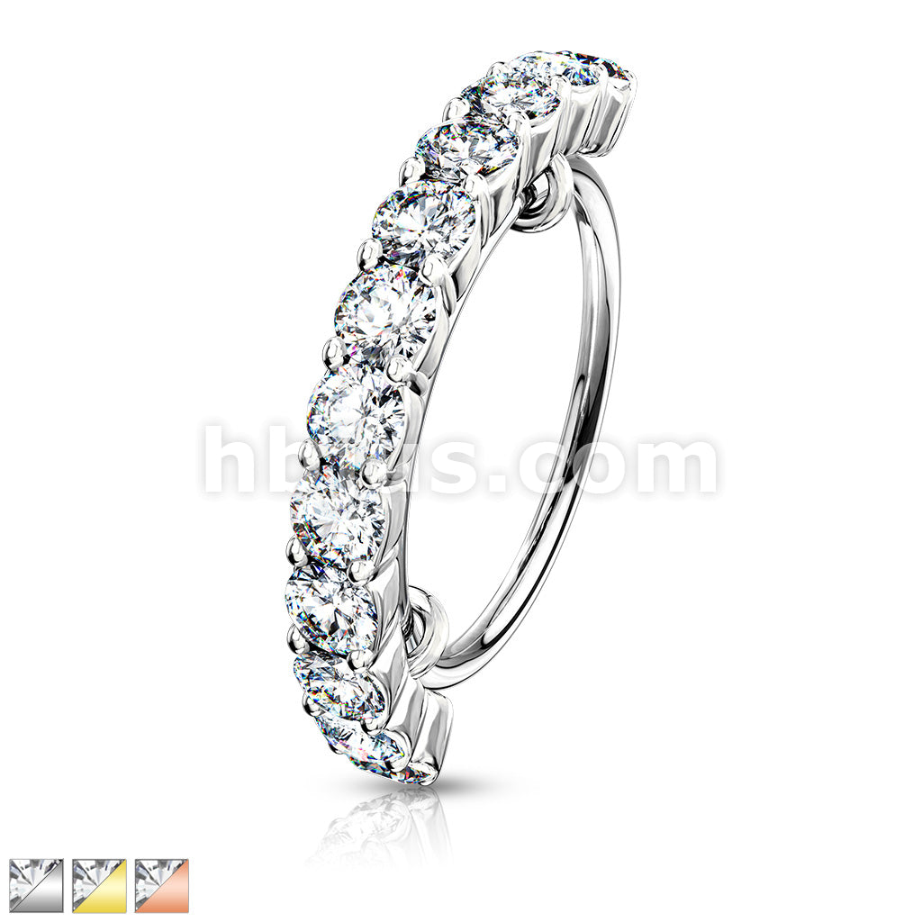 316L Surgical Steel Half Circle Lined CZ 316L Surgical Steel Bendable... - Image 2