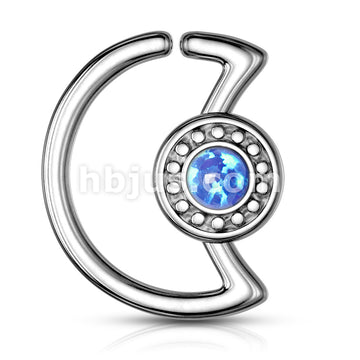 316L Surgical Steel Opal Glitter Center Crescent Moon Shape 316L... - Image 3