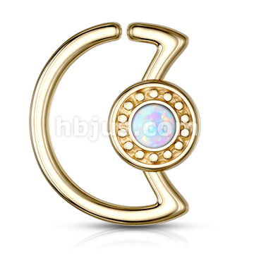316L Surgical Steel Opal Glitter Center Crescent Moon Shape 316L... - Image 5