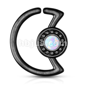 316L Surgical Steel Opal Glitter Center Crescent Moon Shape 316L... - Image 6