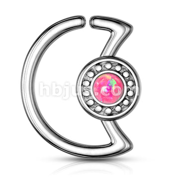316L Surgical Steel Opal Glitter Center Crescent Moon Shape 316L... - Image 7
