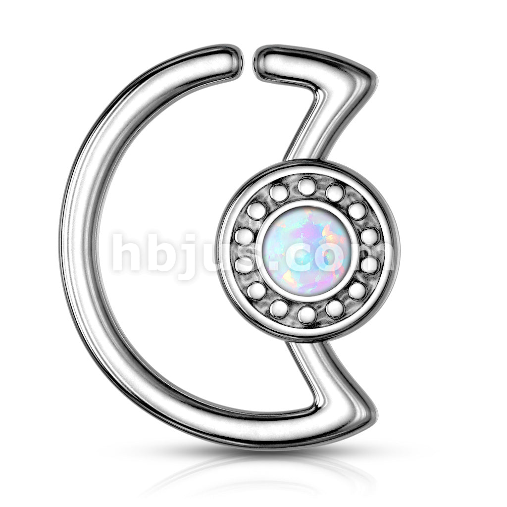 316L Surgical Steel Opal Glitter Center Crescent Moon Shape 316L... - Image 9