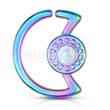 316L Surgical Steel Opal Glitter Center Crescent Moon Shape 316L... - Image 10