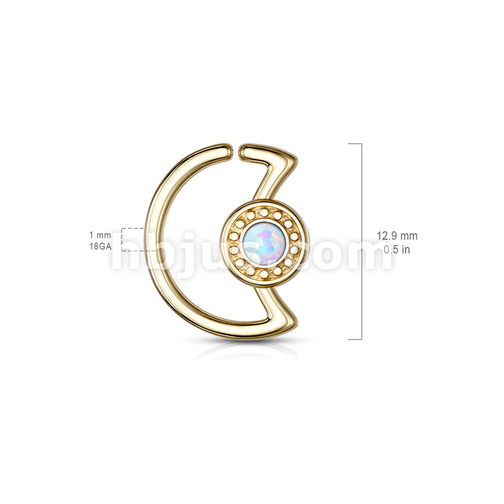 316L Surgical Steel Opal Glitter Center Crescent Moon Shape 316L... - Image 11