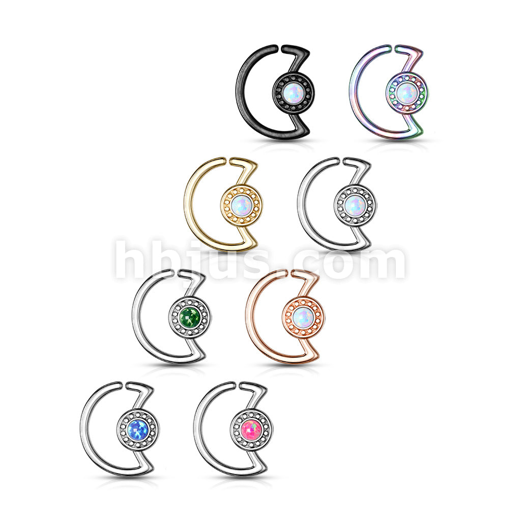 316L Surgical Steel Opal Glitter Center Crescent Moon Shape 316L... - Image 12
