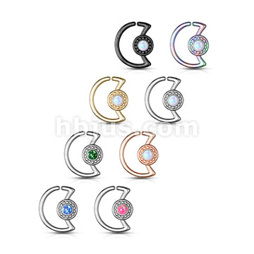 316L Surgical Steel Opal Glitter Center Crescent Moon Shape 316L... - Image 12